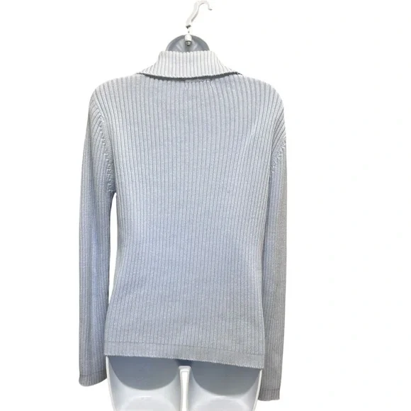 Vintage Cotton Ginny Ribbed Cardigan Pale Blue Size L - Picture 5 of 6